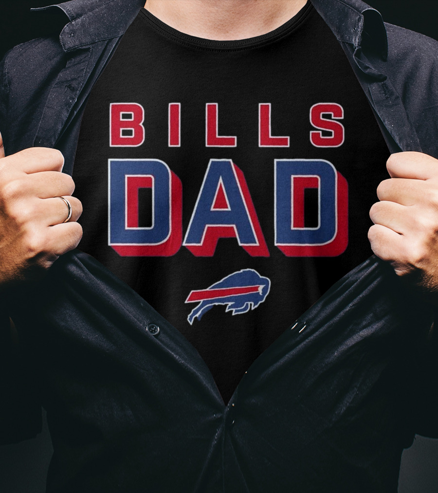 Buffalo Bills Dad Red Blue Bold Lettering T-Shirt
