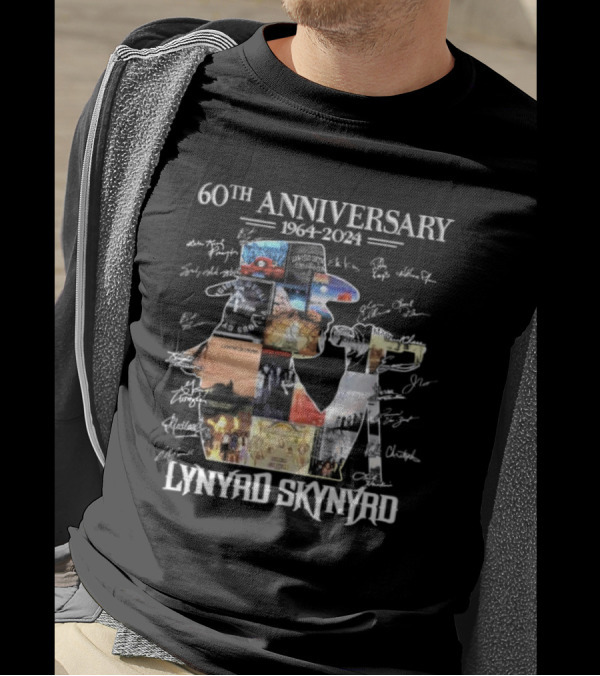 Lynyrd Skynyrd 60th Anniversary 1964-2024 Music Legend Signatures Collage T-Shirt