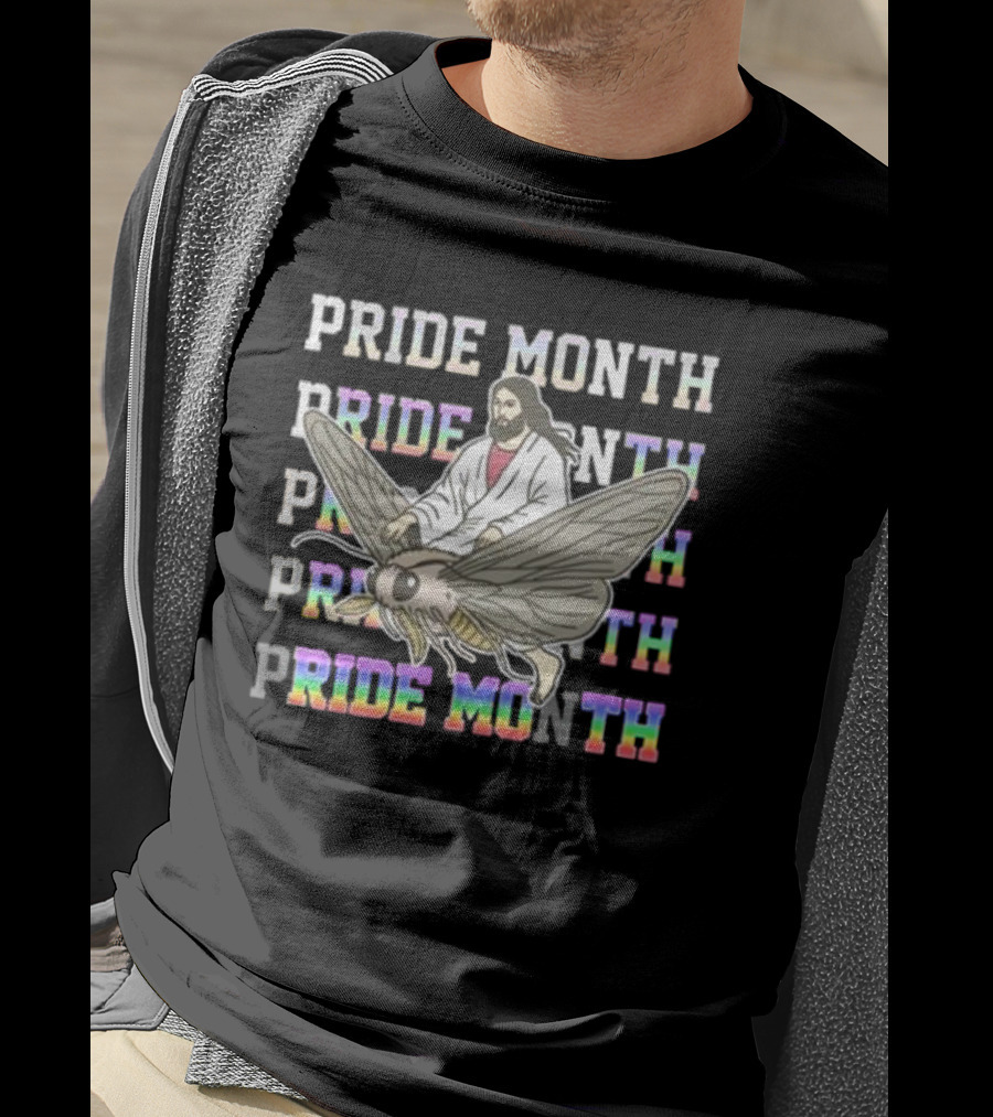 Pride Month Jesus Riding Moth T-Shirt