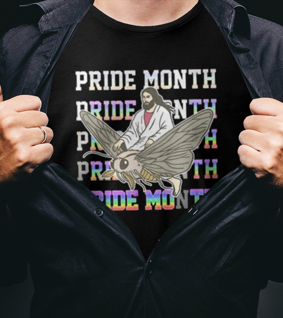 Pride Month Jesus Riding Moth T-Shirt