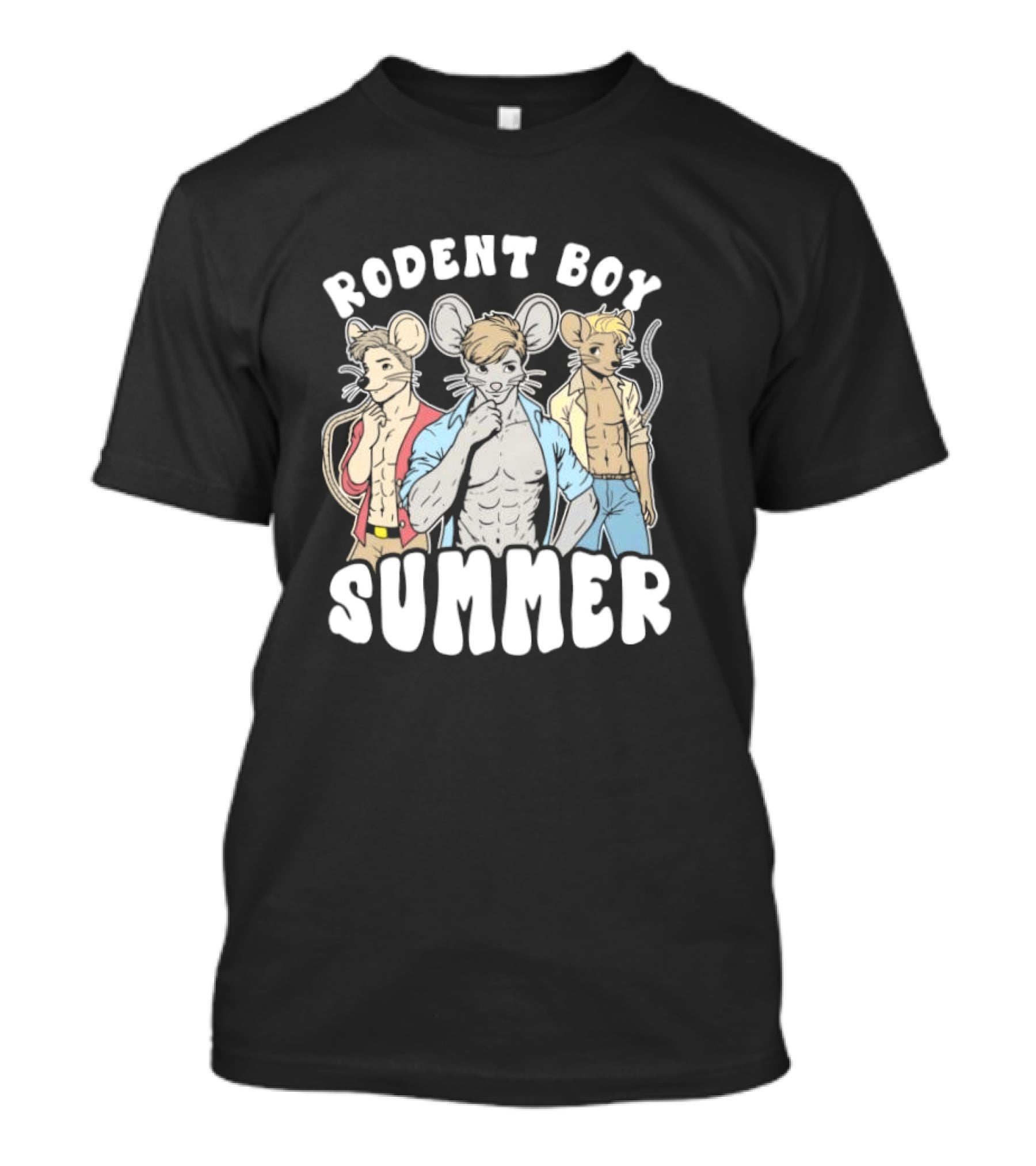 Rodent Boy Summer Anthro Trio With Sunglasses And Open T-Shirt