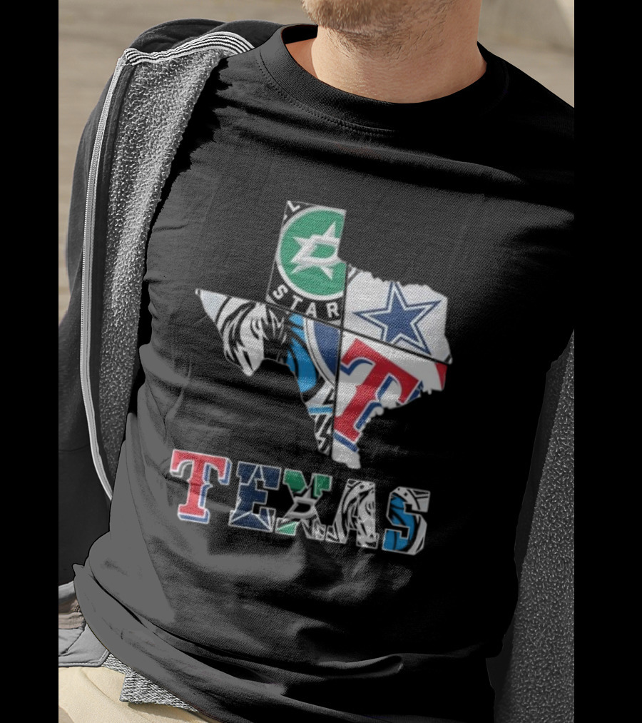 Texas Sports Teams Dallas Stars Dallas Cowboys Dallas Mavericks Texas Rangers Logos T-Shirt