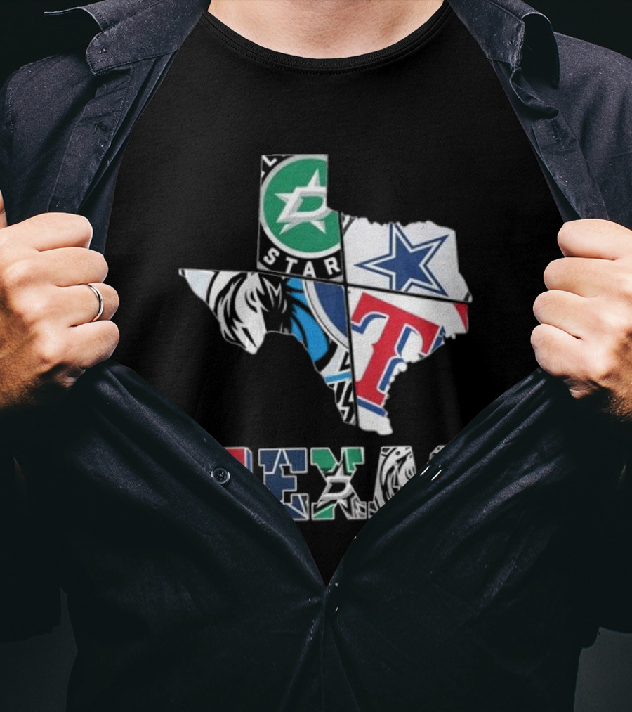 Texas Sports Teams Dallas Stars Dallas Cowboys Dallas Mavericks Texas Rangers Logos T-Shirt