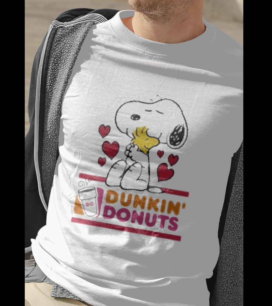 Snoopy And Woodstock With Hearts Dunkin' Donuts T-Shirt