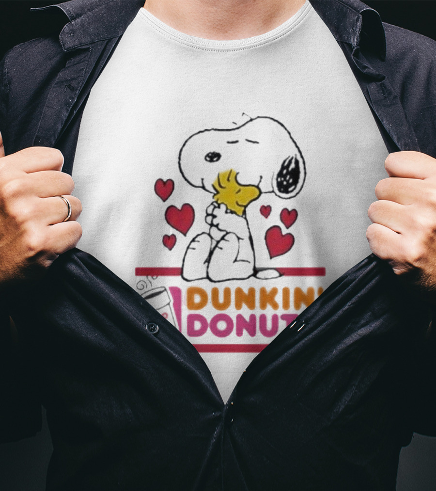 Snoopy And Woodstock With Hearts Dunkin' Donuts T-Shirt