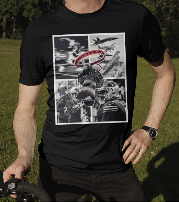 Warriors In Memory Of Chris Mezzavilla Sports Photography And Fighter Jets T-Shirt