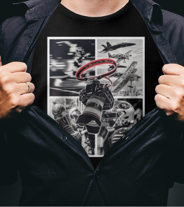 Warriors In Memory Of Chris Mezzavilla Sports Photography And Fighter Jets T-Shirt