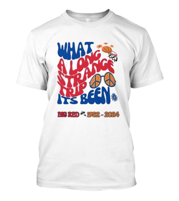 What A Long Strange Trip It's Been Big Red 1952-2024 Basketball Peace Flowers T-Shirt