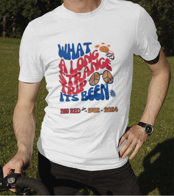 What A Long Strange Trip It's Been Big Red 1952-2024 Basketball Peace Flowers T-Shirt