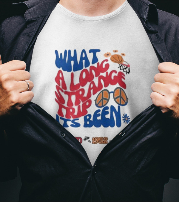 What A Long Strange Trip It's Been Big Red 1952-2024 Basketball Peace Flowers T-Shirt