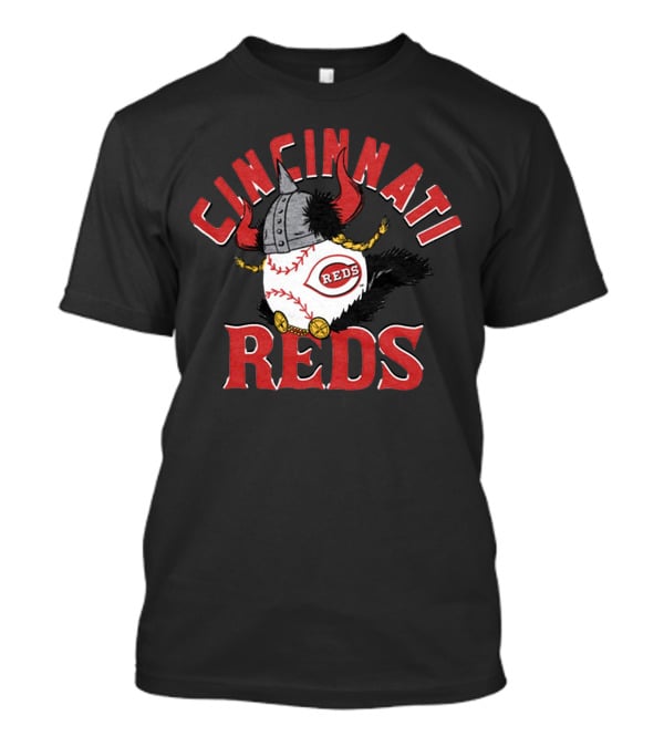 Cincinnati Reds Viking Baseball Helmet And Horns T-Shirt