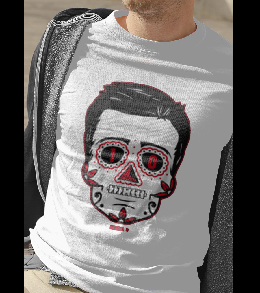 Drake Maye Sugar Skull Football Themed T-Shirt