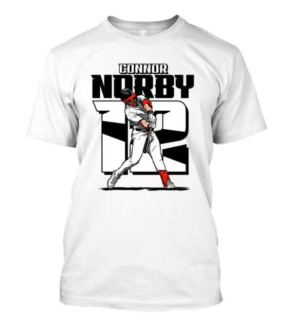 Connor Norby #12 Baseball Player Hitting Action T-Shirt