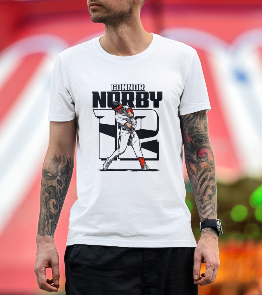 Connor Norby #12 Baseball Player Hitting Action T-Shirt