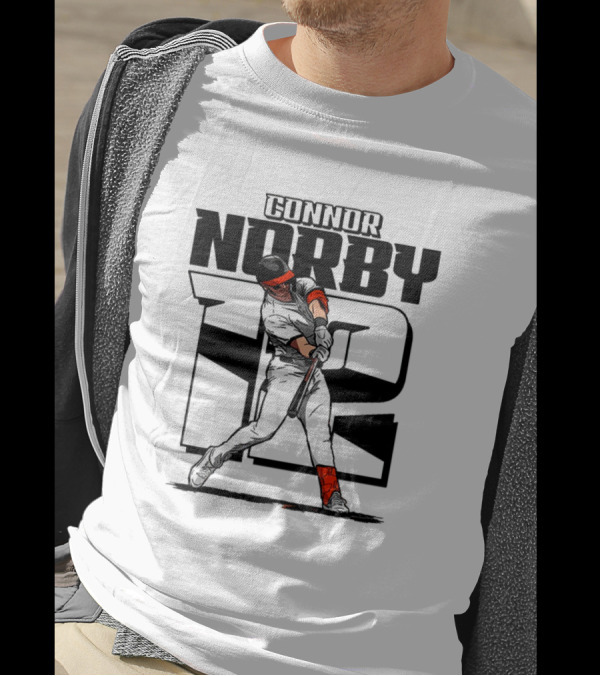 Connor Norby #12 Baseball Player Hitting Action T-Shirt