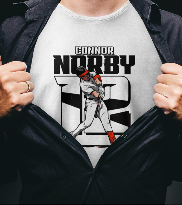 Connor Norby #12 Baseball Player Hitting Action T-Shirt