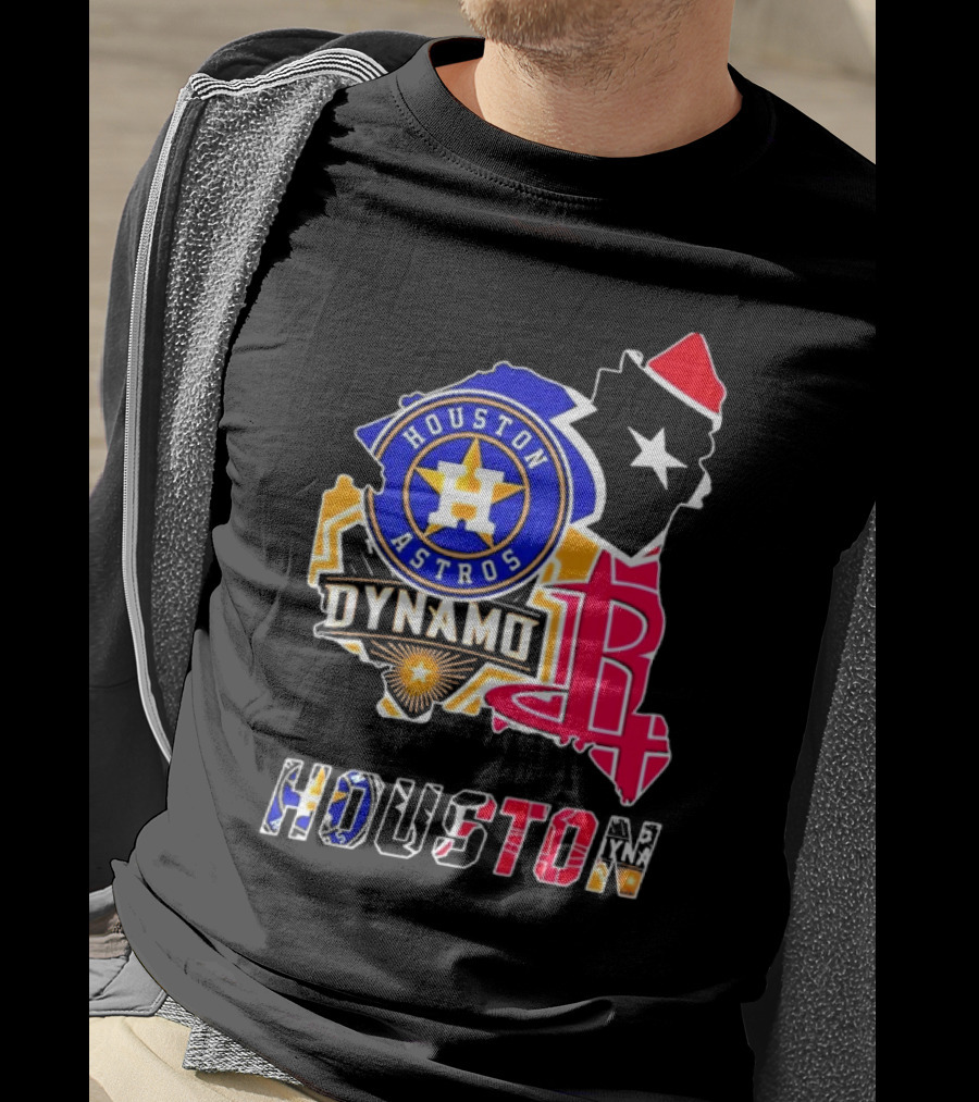 Houston Astros Dynamo Rockets Texas Map Sports Team T-Shirt