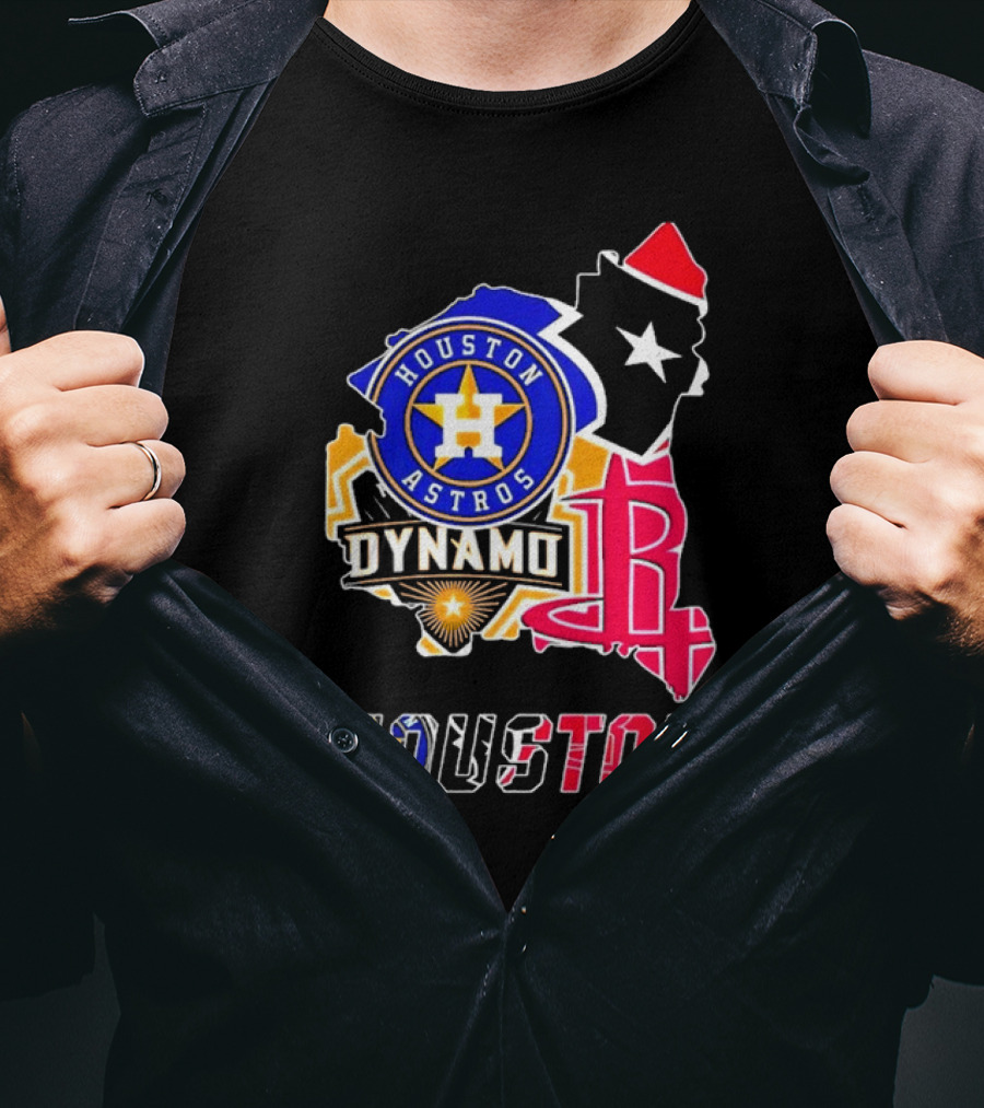 Houston Astros Dynamo Rockets Texas Map Sports Team T-Shirt