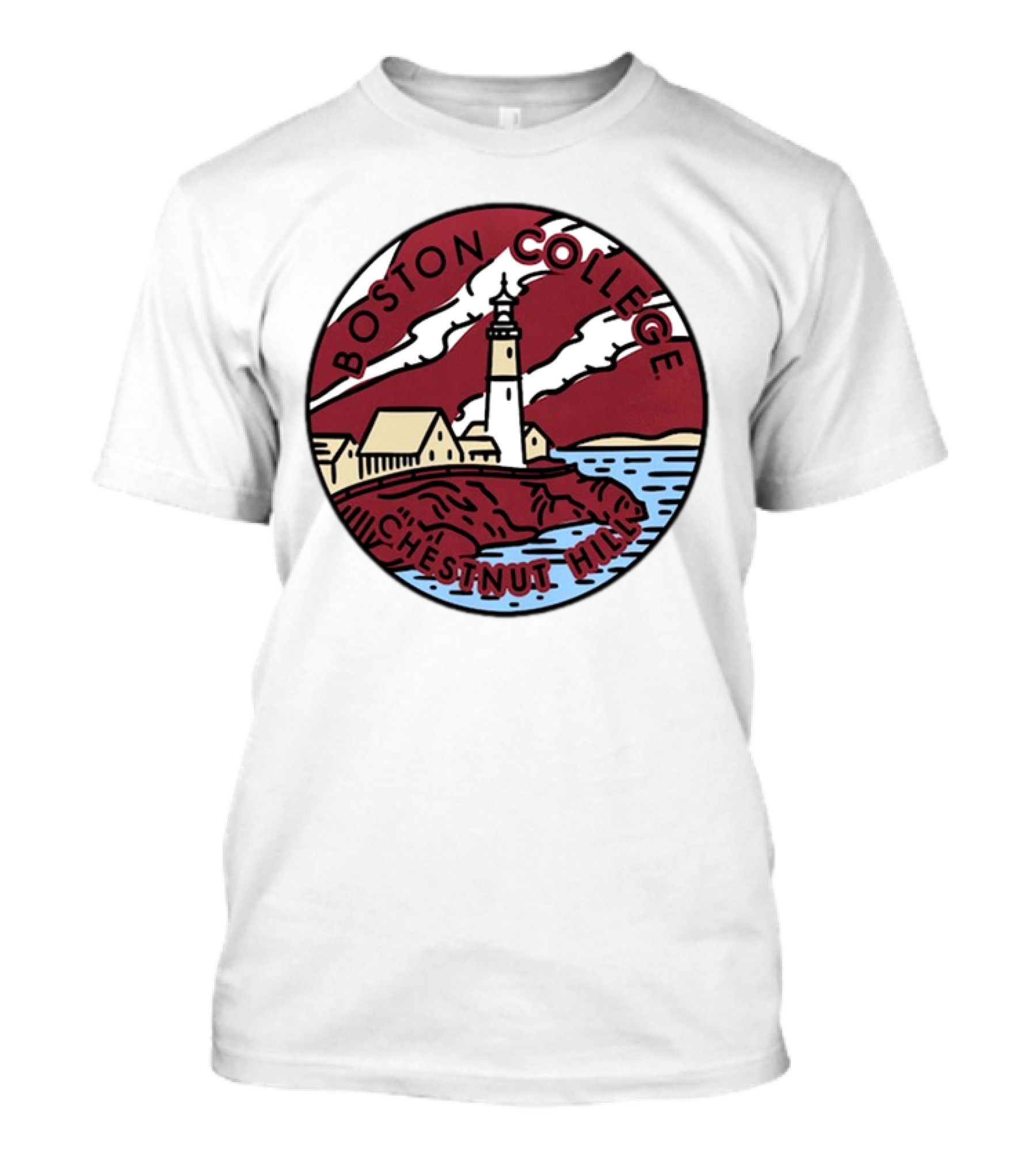 Maroon Boston College Eagles Scenic Comfort Colors Chestnut Hill Lighthouse Badge T-Shirt