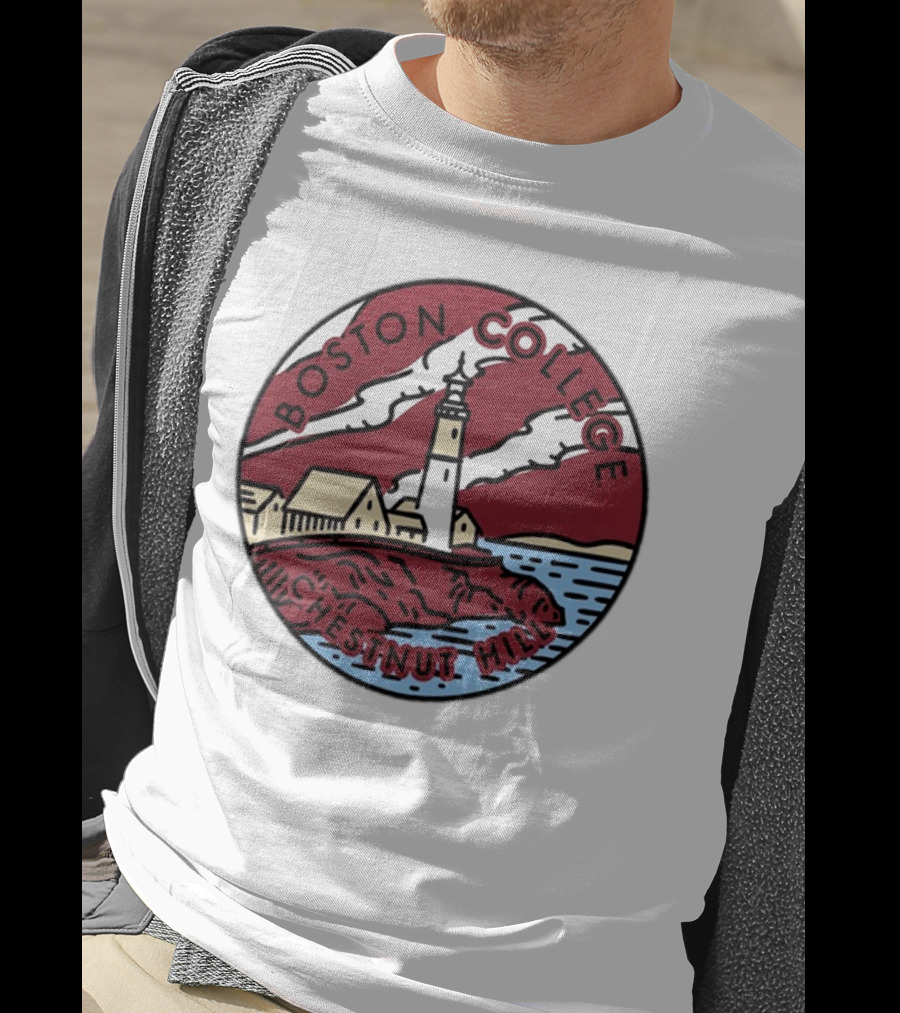 Maroon Boston College Eagles Scenic Comfort Colors Chestnut Hill Lighthouse Badge T-Shirt
