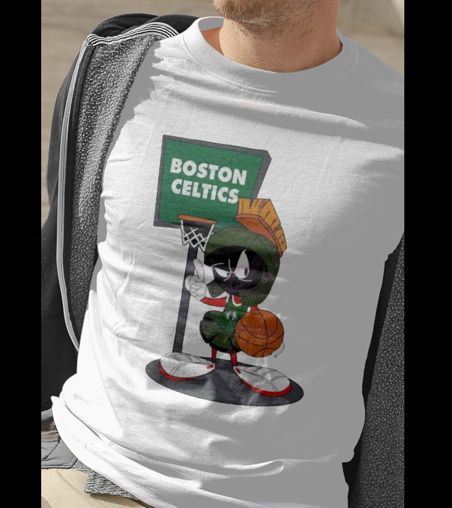 Boston Celtics Looney Tunes Marvin The Martian Basketball Hoop T-Shirt