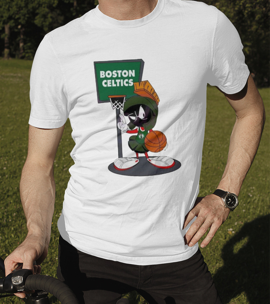 Boston Celtics Looney Tunes Marvin The Martian Basketball Hoop T-Shirt