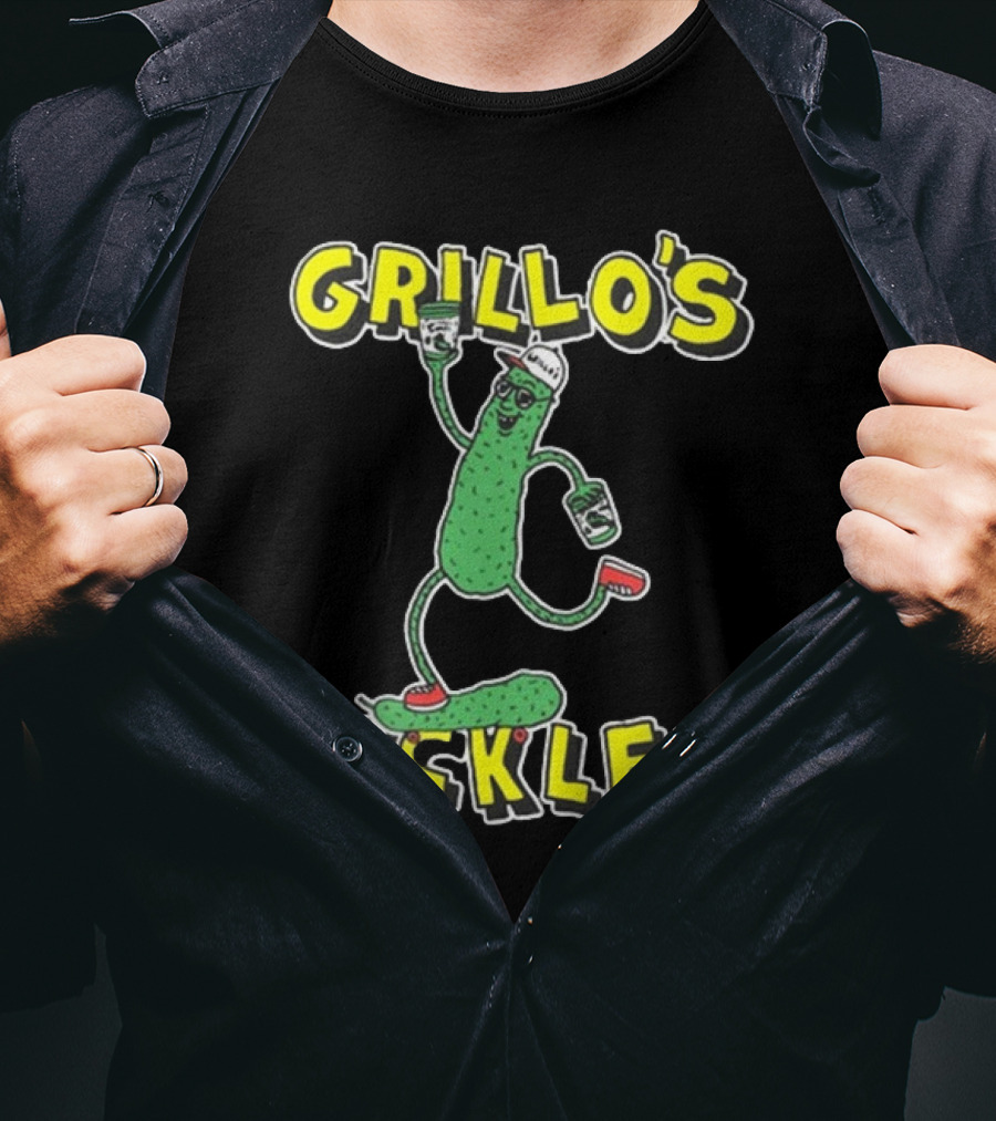 Grillo's Pickles Skateboarding Pickle Man Mike Lottie X Grillo’s T-Shirt
