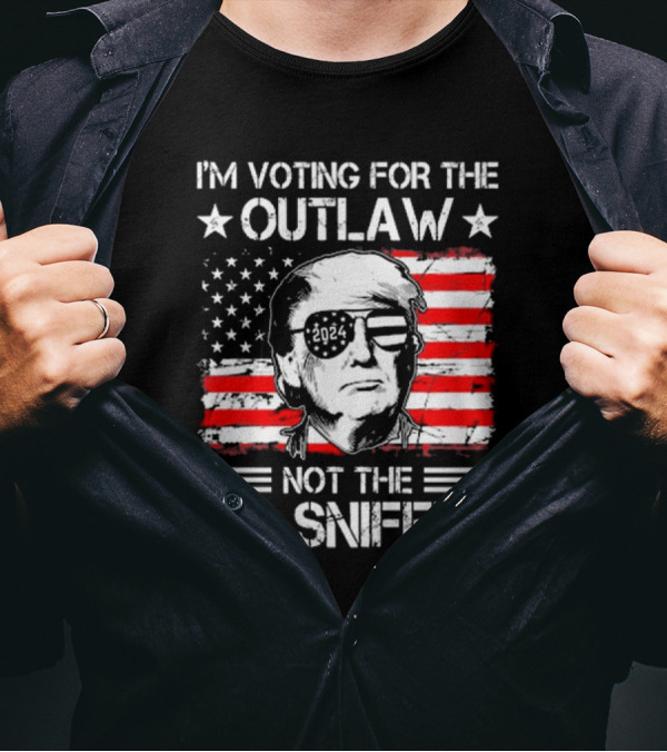 I'm Voting For The Outlaw 2024 American Flag Face Not The Kid Sniffer T-Shirt