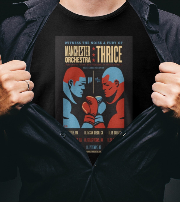 Witness The Noise And Fury Of Manchester Orchestra Thrice November 2024 Tour Featuring Luna Vacation T-Shirt