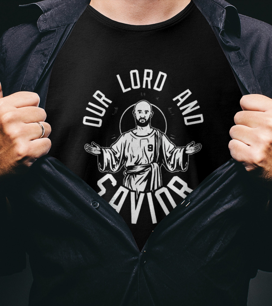 Our Lord And Savior Bald Player Number 9 Iconic Gesture T-Shirt
