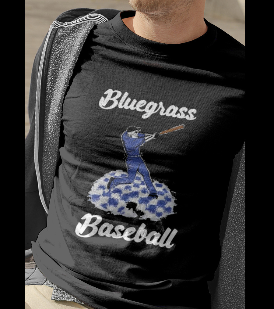 Bluegrass Baseball Batter With Blue And White Checkerboard Field T-Shirt