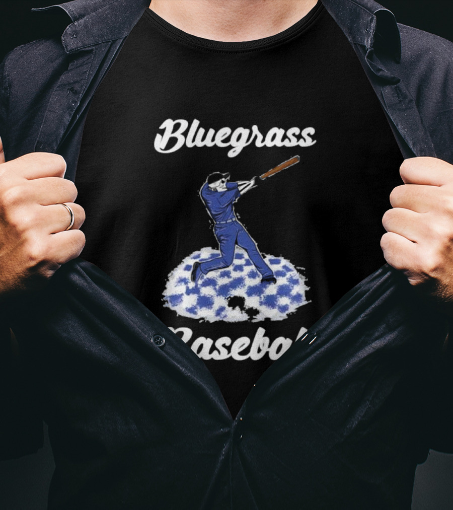 Bluegrass Baseball Batter With Blue And White Checkerboard Field T-Shirt