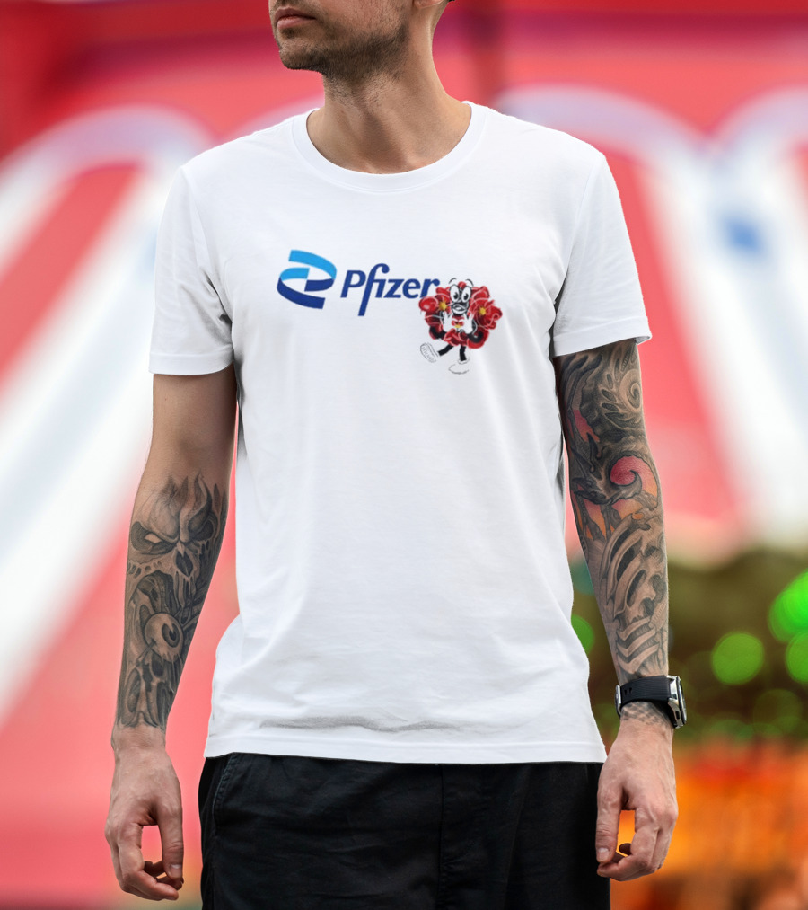 Pfizer New Mascot Clotty with Bear Character and Energy Burst T-Shirt