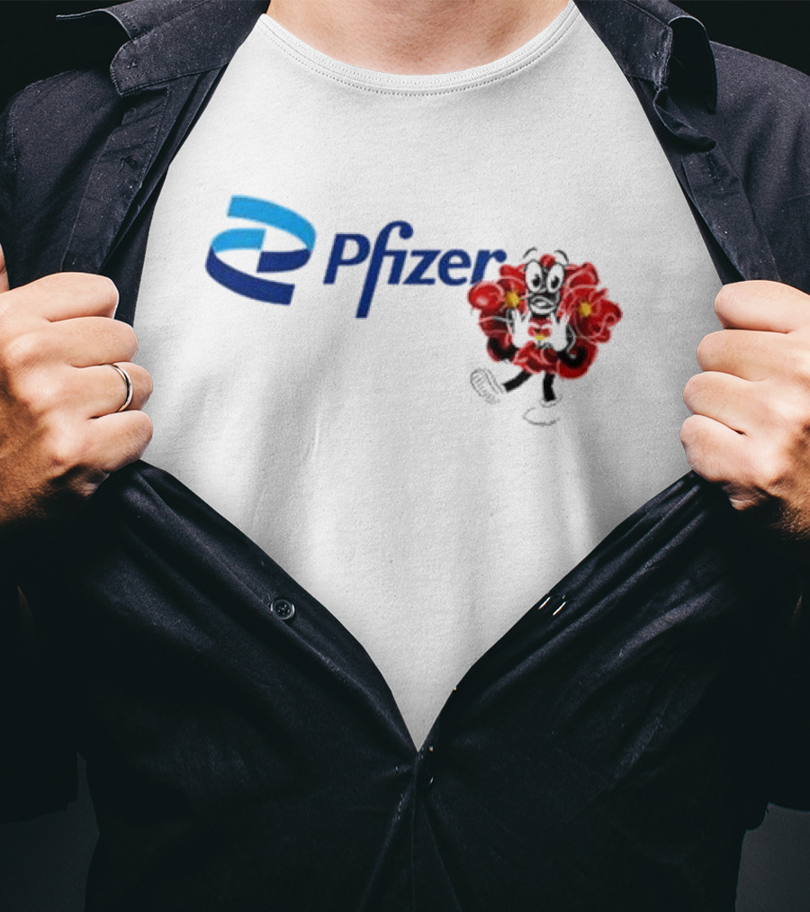 Pfizer New Mascot Clotty With Bear Character And Energy Burst T-Shirt