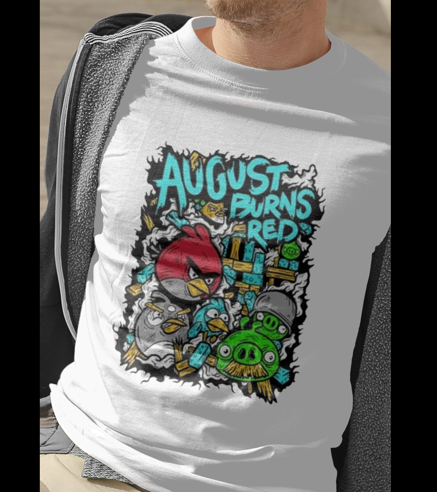 August Burns Red Angry Birds Throwback Collage With Pigs And Birds T-Shirt