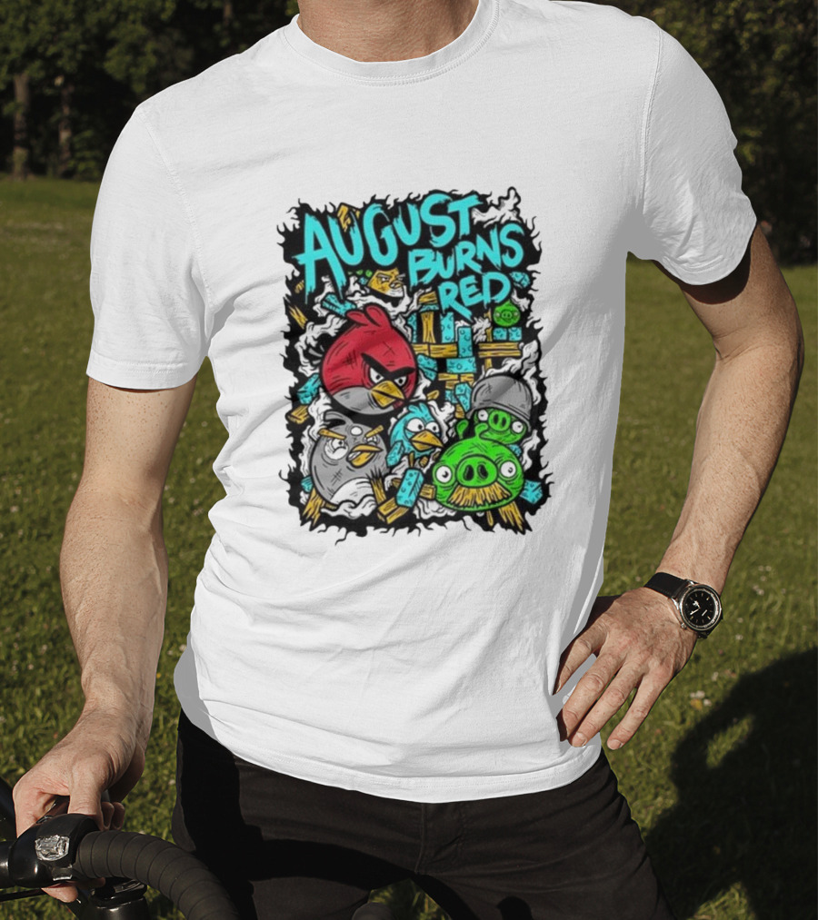 August Burns Red Angry Birds Throwback Collage With Pigs And Birds T-Shirt