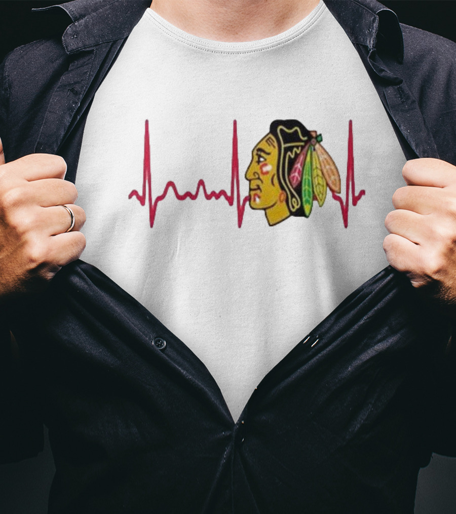 Chicago Blackhawks Heartbeat Hockey T-Shirt