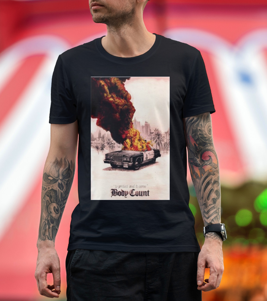 Body Count June 28 2024 Hellfest Clisson France Exploding Police Car T-Shirt