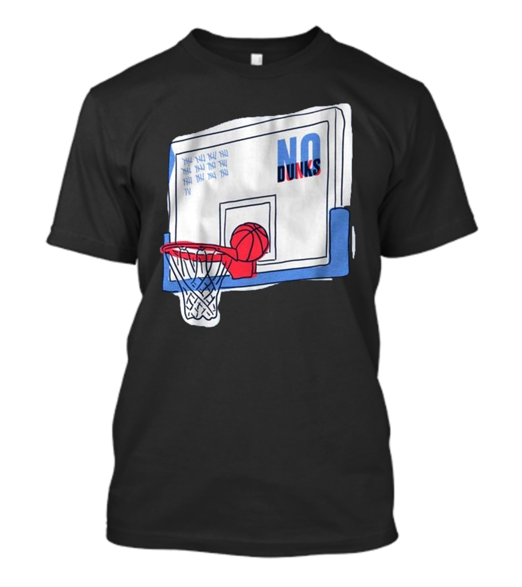 No Dunks Basketball Backboard With Tally Marks And Ball Wedgie T-Shirt