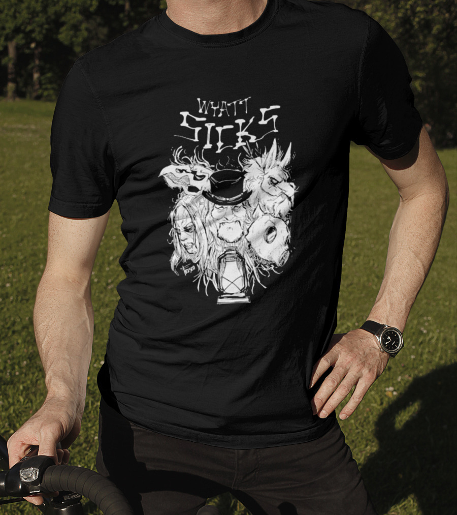 Wyatt Sicks Lantern And Masked Figures T-Shirt