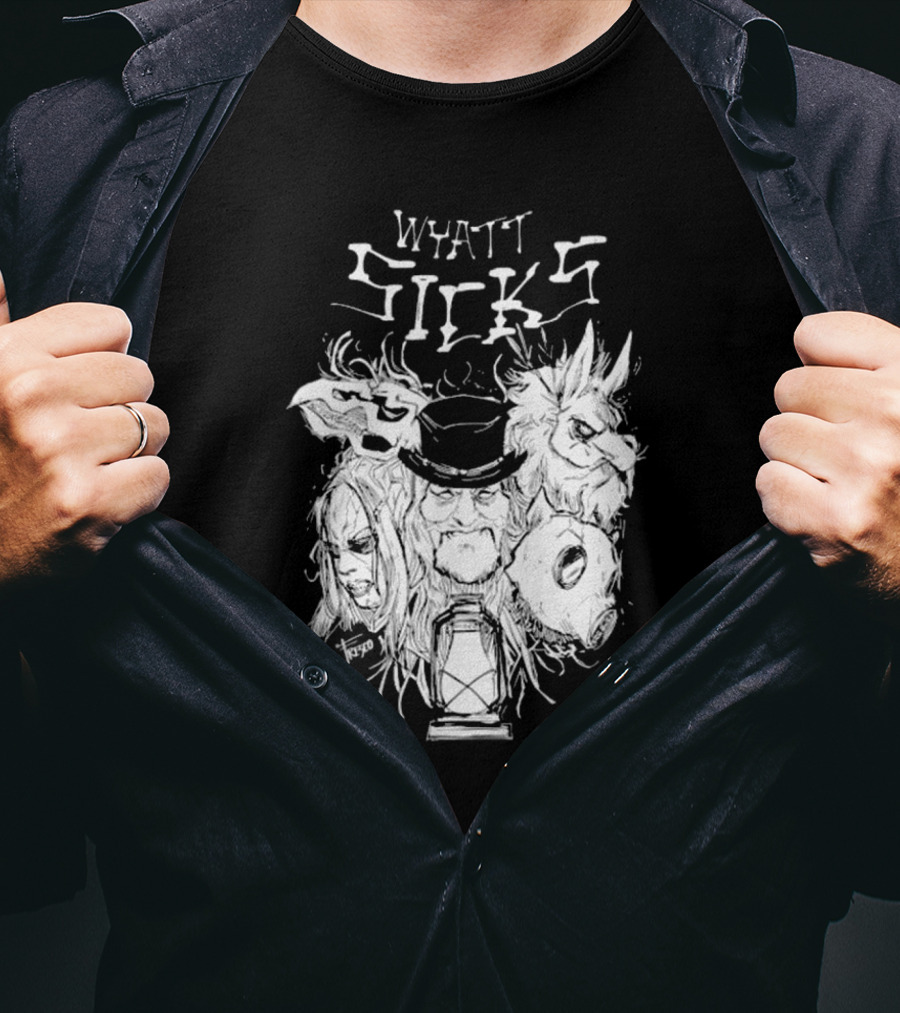 Wyatt Sicks Lantern And Masked Figures T-Shirt