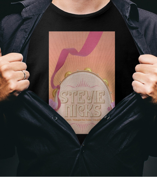 Stevie Nicks June 9 2024 Mohegan Sun Arena Uncasville CT Tambourine And Flowers T-Shirt