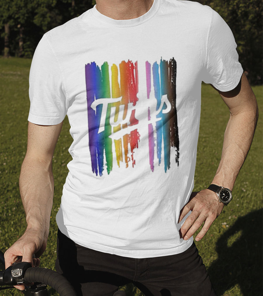 Twins Pride Day Rainbow Brush Strokes T-Shirt