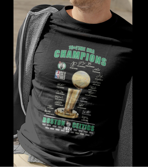 Boston Celtics 18-Time NBA Champions 2023-2024 NBA Finals Players’ Signatures T-Shirt