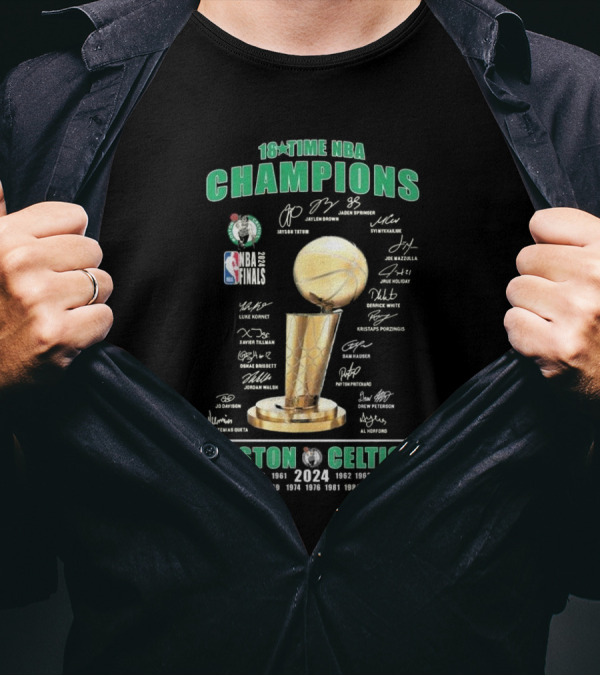 Boston Celtics 18-Time NBA Champions 2023-2024 NBA Finals Players’ Signatures T-Shirt