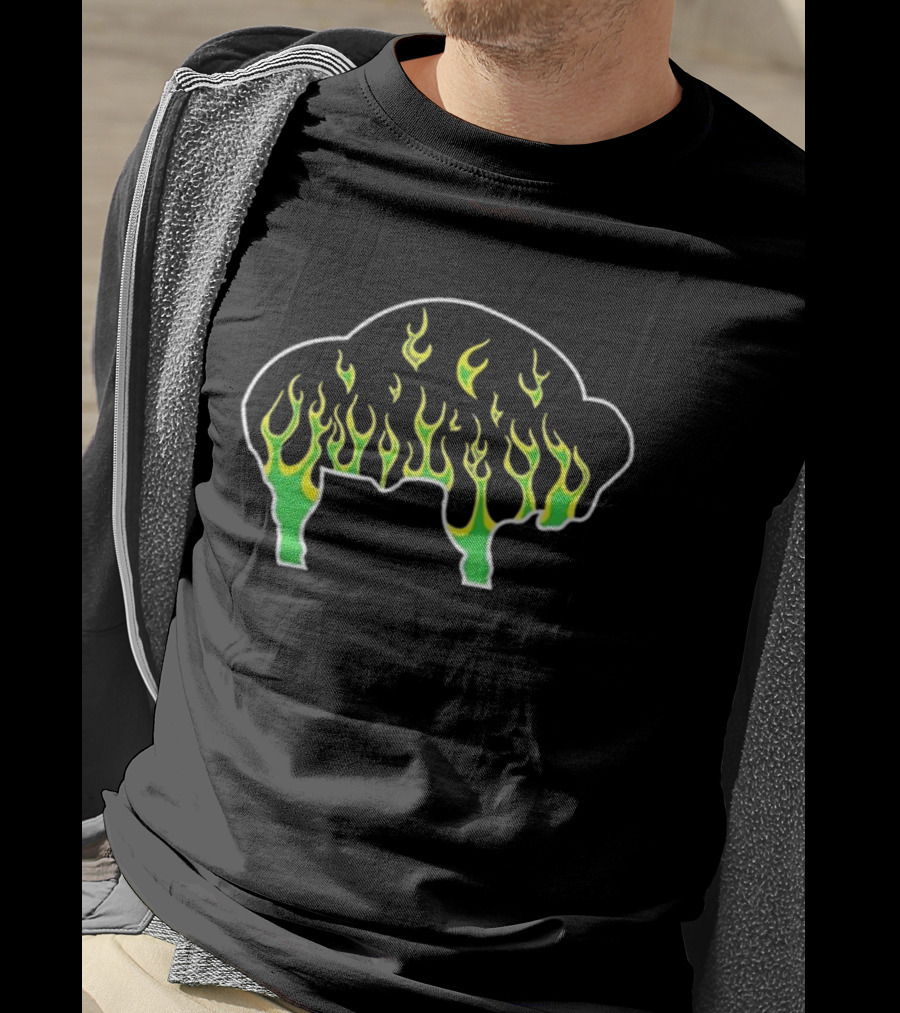Buffalo The Old Pink Green Flame Buffalo T-Shirt