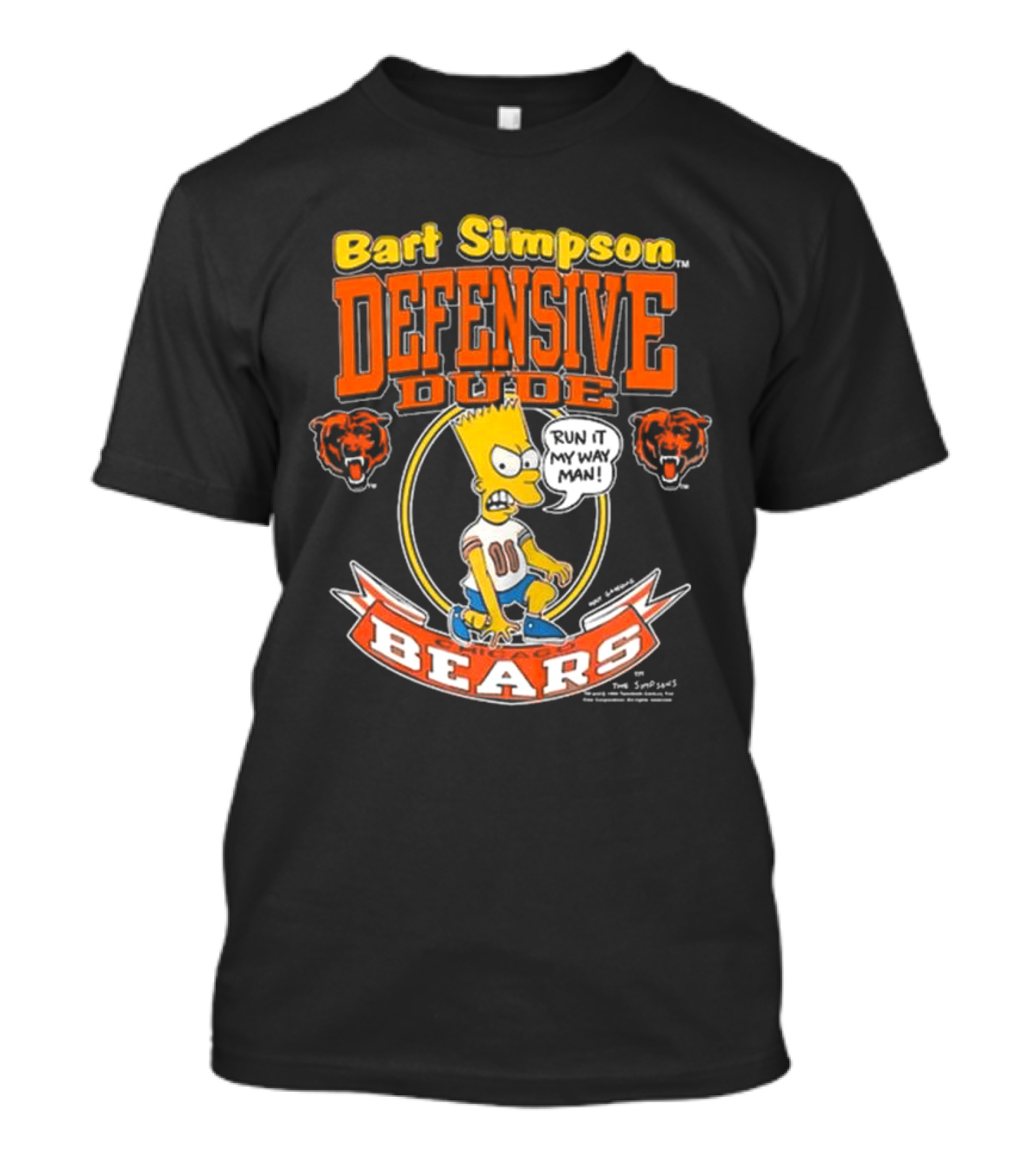 Bart Simpson Defensive Dude Bears Run It My Way Man T-Shirt