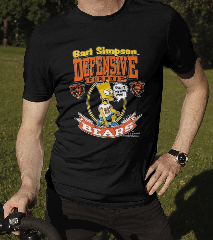 Bart Simpson Defensive Dude Bears Run It My Way Man T-Shirt