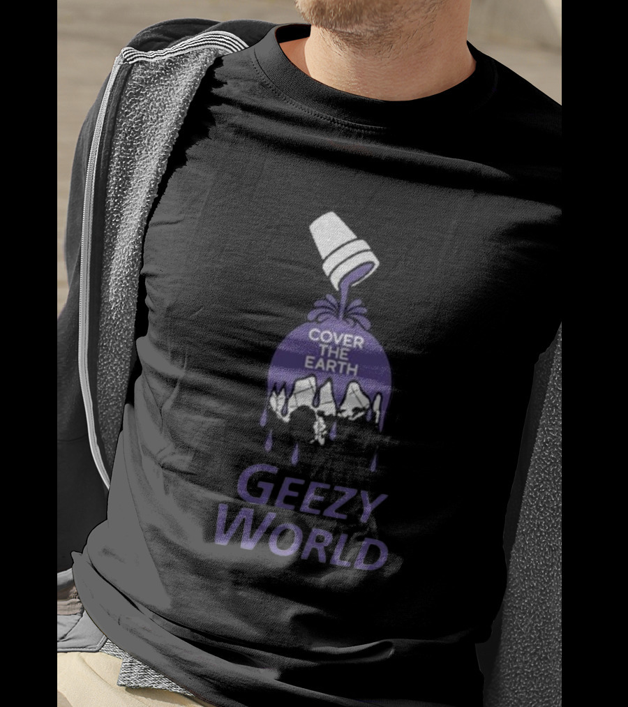 Cover The Earth Geezy World Purple Paint Cup T-Shirt