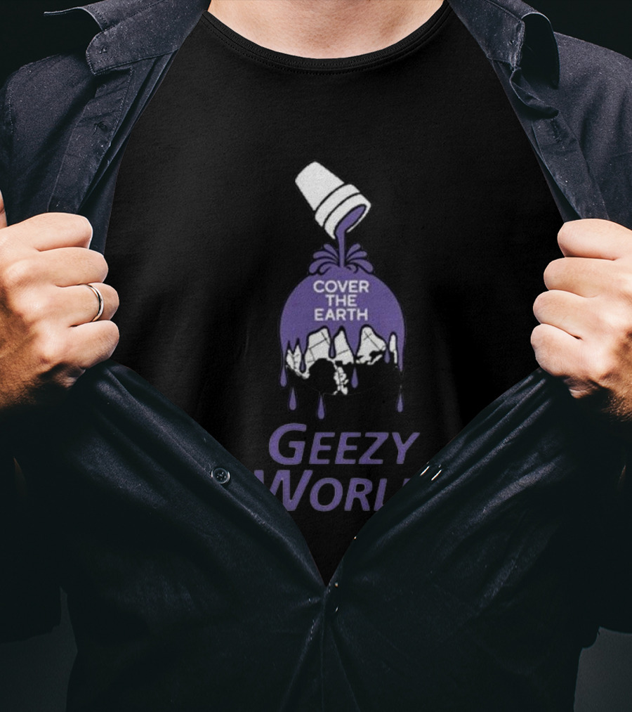 Cover The Earth Geezy World Purple Paint Cup T-Shirt